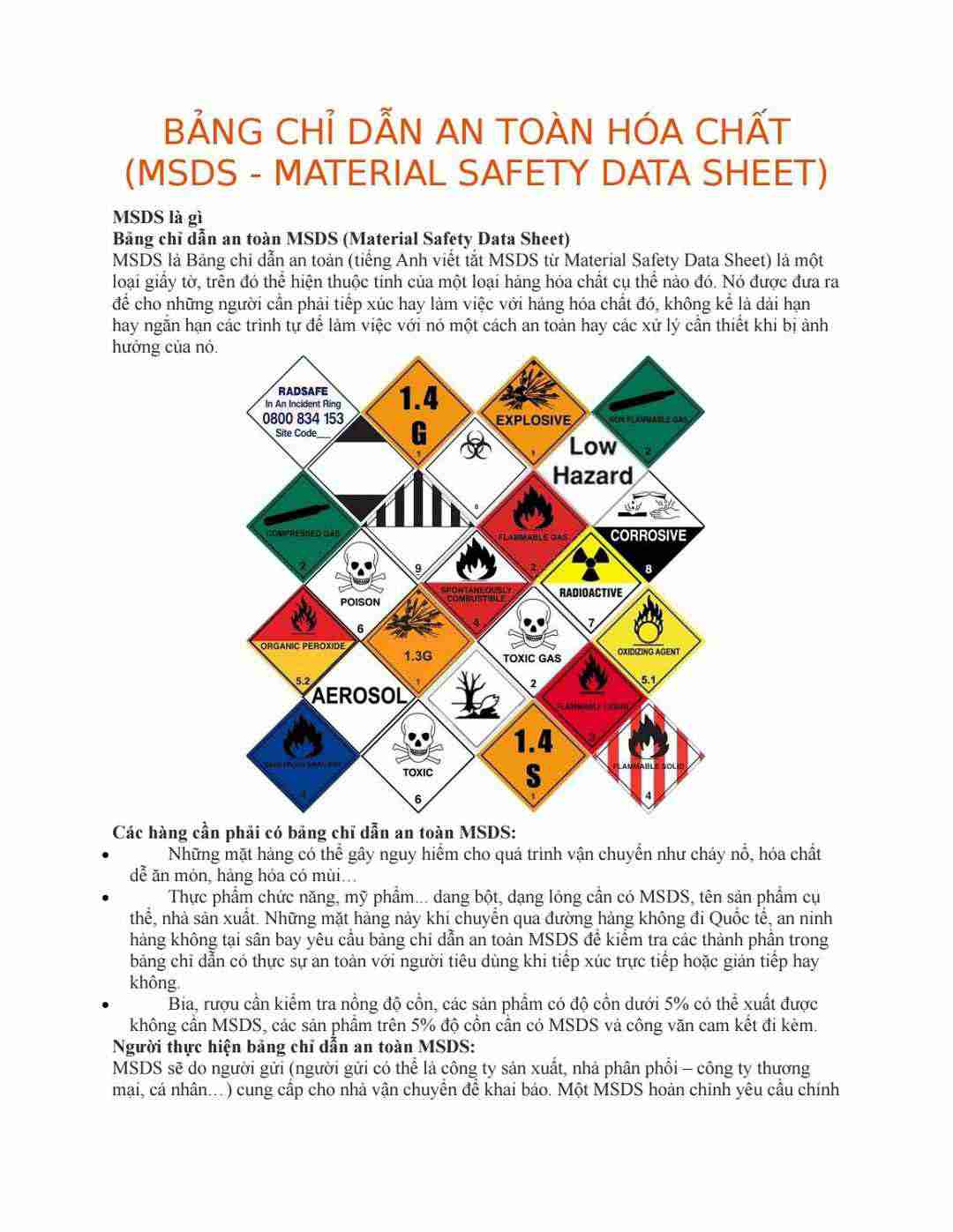 Khi nào cần sử dụng MSDS?