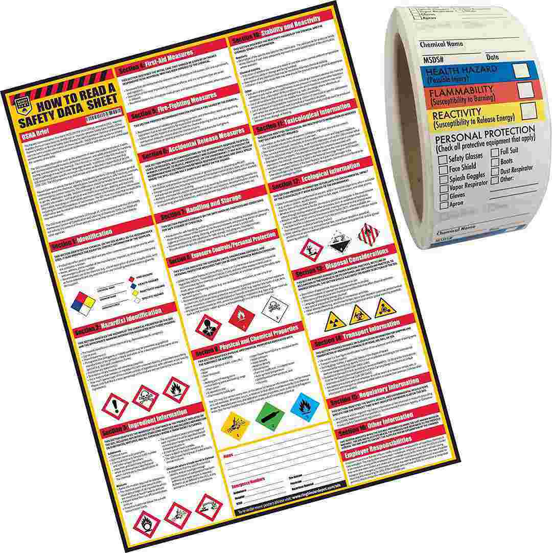 Các thông tin cần thiết trong một MSDS.